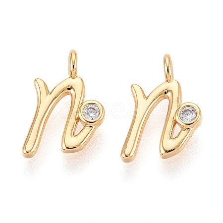 Brass Micro Pave Cubic Zirconia Charms KK-N263-97G-N-1