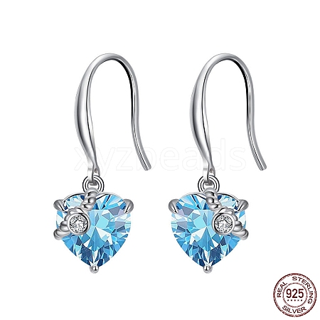 Cubic Zirconia Heart Dangle Earrings EJEW-P231-46P-03-1