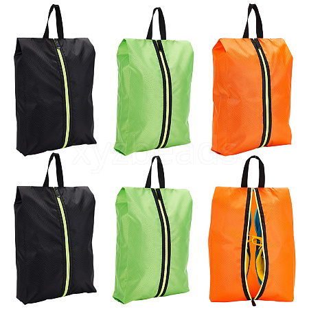 WADORN 6Pcs 3 Colors Rectangle Oxford Fabric & Nylon Waterproof Shoes Storage Zipper Bags ABAG-WR0001-07-1