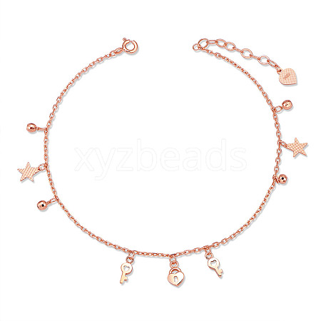 SHEGRACE 925 Sterling Silver Charm Anklets JA121A-1