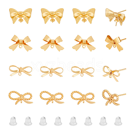 SUPERFINDINGS 16Pcs 4 Style Brass Stud Earring Findings FIND-FH0006-06-1