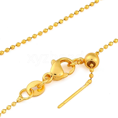 1mm Rack Plating Brass Ball Chain Adjustable Slider Necklaces for Women Men MAK-L044-51G-1