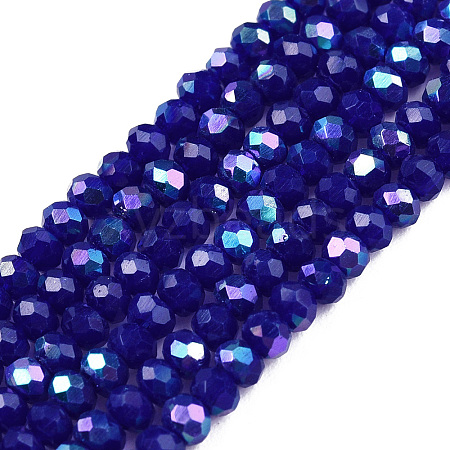 Electroplate Opaque Solid Color Glass Beads Strands EGLA-A044-P1mm-L07-1