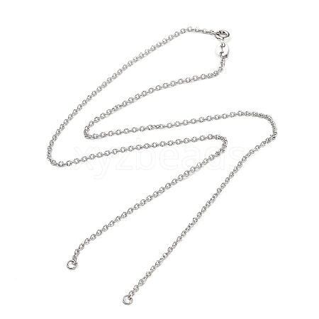 Rhodium Plated 925 Sterling Silver Textured Link Chain Necklaces Making STER-B001-04P-1