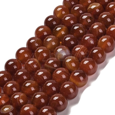 Natural Striped Agate/Banded Agate Beads Strands G-B079-A05-03A-1