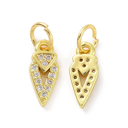 Brass Micro Pave Clear Cubic Zirconia Pointed Charms KK-E068-VF075-1