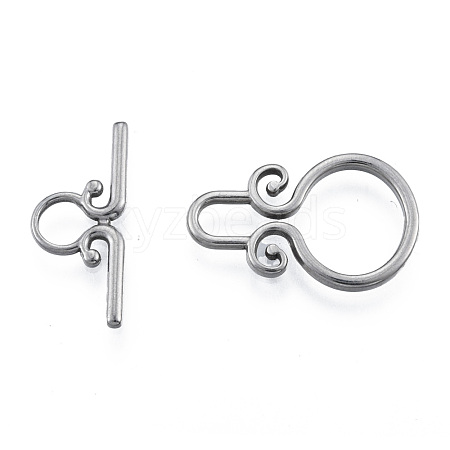 Non-Tarnish 304 Stainless Steel Toggle Clasps STAS-N092-182-1