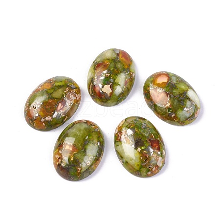 Assembled Synthetic Imperial Jasper and Peridot Cabochons X-G-L502-18x25mm-07-1