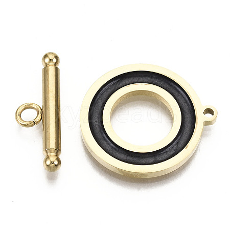 201 Stainless Steel Toggle Clasps X-STAS-R115-14B-G-1