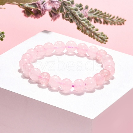 Natural Rose Quartz Beaded Stretch Bracelets B072-1-1