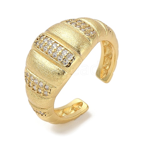 Rack Plating Brass Micro Pave Cubic Zirconia Cuff Finger Rings for Women RJEW-C114-12A-G-1