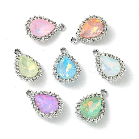 UV Plating Alloy with Mixed Color Glass Rhinestone Pendants FIND-B039-09P-1