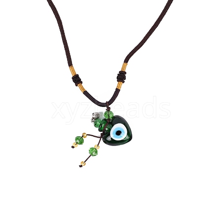 Evil Eye Handmade Lampwork Heart Shaped Perfume Essence Bottle Pendant Necklace PW-WG31D8D-04-1