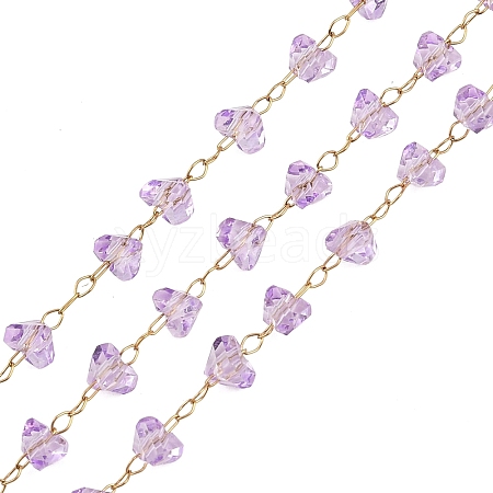 Glass & 304 Stainless Steel Beaded Chains SA-CBAD321-04D-1
