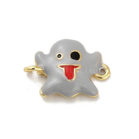 Halloween Brass Light Grey Enamel Connector Charms KK-F915-04A-G-1
