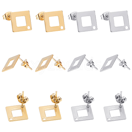 Unicraftale 40Pcs 2 Colors PVD Vacuum Plating 304 Stainless Steel Stud Earring Findings STAS-UN0022-54-1