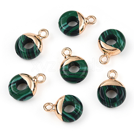 Synthetic Malachite Flat Round/Donut Charms G-I347-03-1