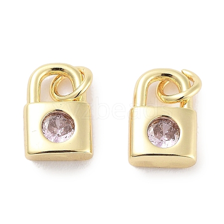 Brass Micro Pave Cubic Zirconia Charms KK-C051-13G-03-1