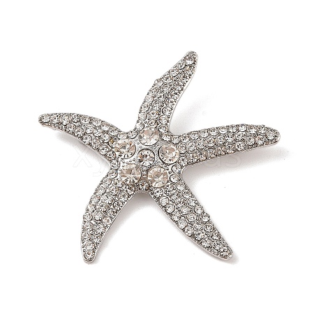 Starfish Alloy Rhinestone Sea Animal Brooches JEWB-S023-01B-1