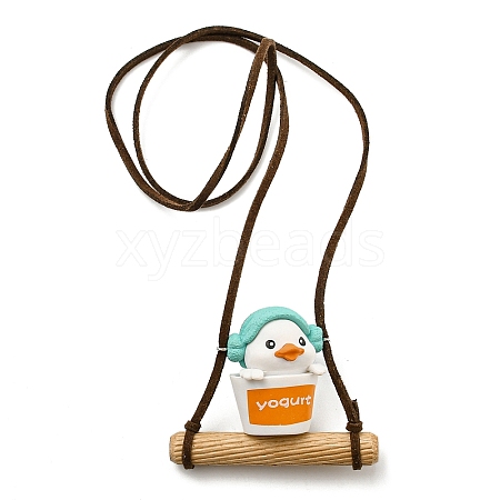 Cute Plastic Swinging Bathtub Duck Pendant Decorations HJEW-A009-01A-1