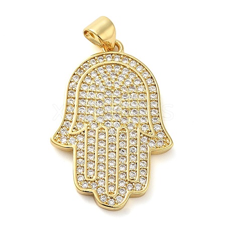 Rack Plating Brass Micro Pave Clear Cubic Zirconia Pendants KK-C047-08G-1