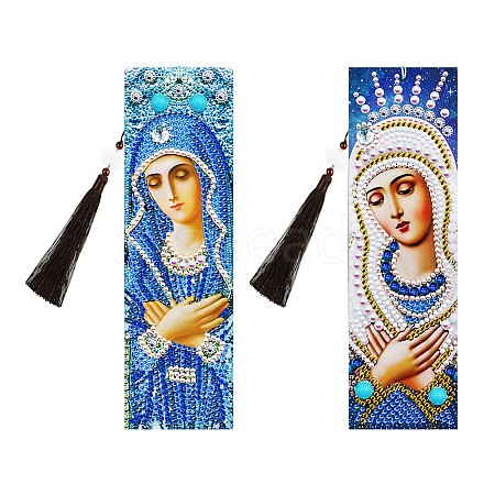 2Pcs DIY Diamond Painting Bookmarks Kits DIAM-PW0010-17A-1