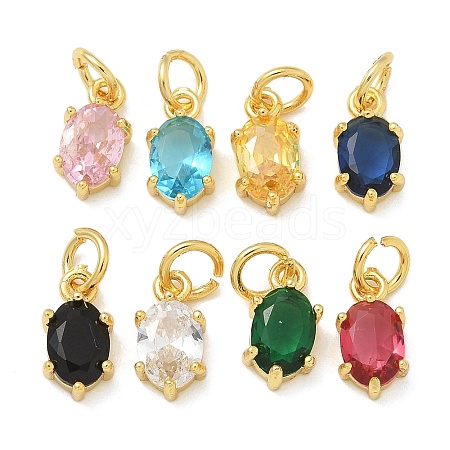 Brass Micro Pave Cubic Zirconia Pendants KK-U050-06G-01-1