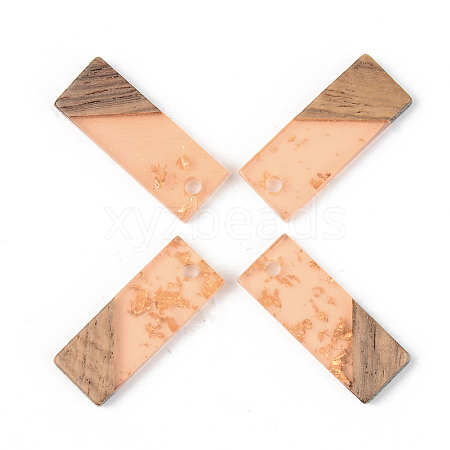 Transparent Resin & Walnut Wood Pendants RESI-S389-059A-B04-1