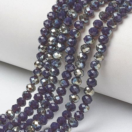 Electroplate Opaque Solid Color Glass Beads Strands EGLA-A034-P4mm-K17-1
