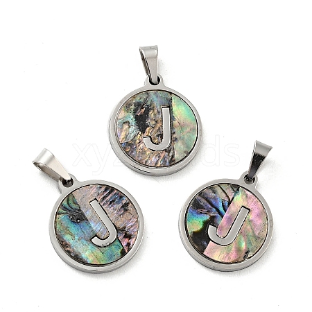 304 Stainless Steel with Paua Shell Pendants STAS-G268-02J-P-1