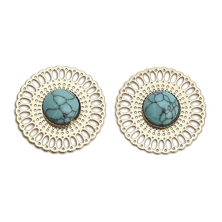 Brass Synthetic Turquoise Cabochons KK-Z088-07G-02-1