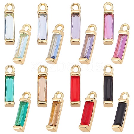 DICOSMETIC 16Pcs 8 Colors Rack Plating Brass Inlaid Cubic Zirconia Charms ZIRC-DC0001-01-1