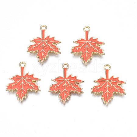 Autumn Theme Rack Plating Alloy Enamel Pendants ENAM-N055-068-1