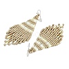 Boho Seed Bead Rhombus Tassel Earrings EJEW-Z072-02C-3