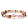Synthetic Watermelon Stone Glass Round Beads Stretch Bracelets YG0612-22-1