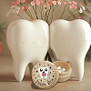Round Beech Wooden 3D Engraved My First Tooth Box CON-WH0120-004-5