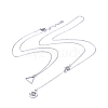 Flat Round with Om Symbol Lariat Necklaces & Triangle Pendant Necklaces Sets NJEW-JN02805-02-3
