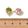 Brass Pave Glass Connector Charms KK-C062-001G-3