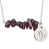 Natural Garnet Chip & Constellation Pendant Necklaces NJEW-JN05084-10-1