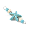 10Pcs 2 Colors Dyed Synthetic Turquoise Starfish Rondelle Round Beaded Connector Charms PALLOY-JF04015-5