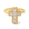 Cross Brass Micro Pave Clear Cubic Zirconia Open Cuff Rings RJEW-U008-20G-2