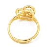 Heart with Letter Rack Plating Brass Micro Pave Cubic Zirconia Adjustable Rings for Women RJEW-I105-06G-A-3