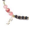 Natural Lava Rock & Gemstone Heart Beaded Necklace NJEW-JN03996-3