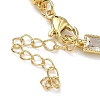 Rectangle Brass Pave Cubic Zirconia Link Chain Bracelets for Women BJEW-P385-05G-01-3
