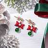 Bowknot Alloy with Acrylic & Brass Bell Stud Dangle Earrings EJEW-JE06092-2