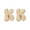 Brass Micro Pave Cubic Zirconia Stud Earrings EJEW-Z091-04G-K-2