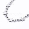 304 Stainless Steel Star Link Chain Necklaces NJEW-JN02888-01-3