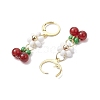 Natural Carnelian Beads & Glass Seed Dangle Hoop Earrings EJEW-MZ00309-02-4