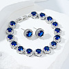 Vintage Elegant Brass Cubic Zirconia Stud Earring & Bracelets Set HH8827-2-3