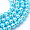Baking Paint Pearlized Glass Pearl Round Bead Strands X-HY-Q003-4mm-48-1